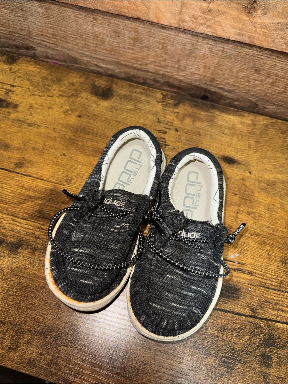 Hey Dude Kids Black Slip-On Canvas Sneakers with Elastic Laces